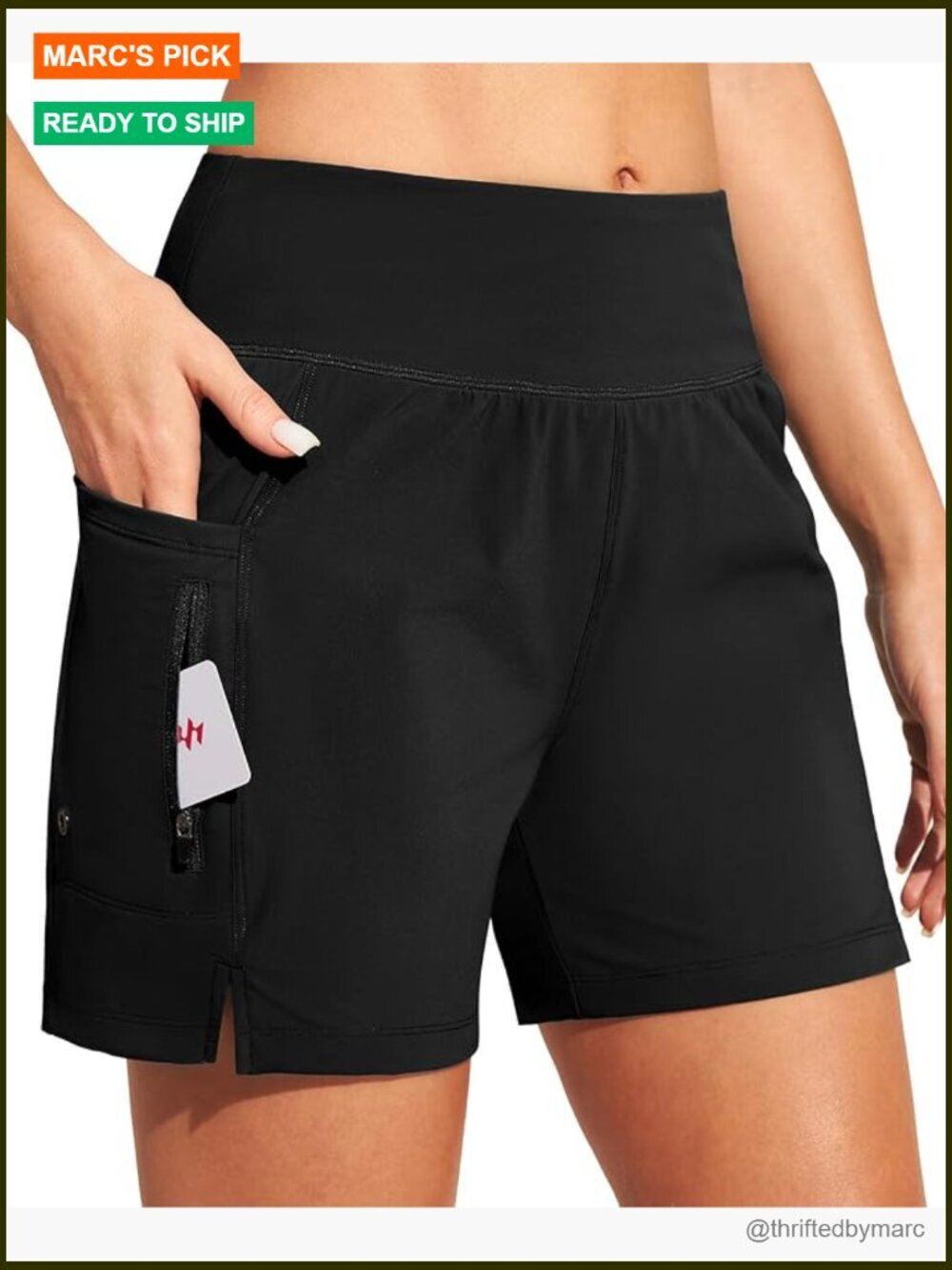 High Waisted Swim Shorts with Pockets UPF 50 5" Board Shorts for Women